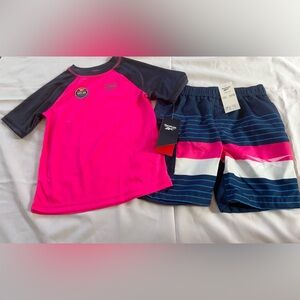 Reebok Boy’s Swim Set Size 6 NWT Rashguard & Trunks